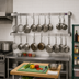 Thumbnail image #2 for John Boos Wall-Mount Double-Bar Stainless Steel Pot Rack, 132 Inch, 22 Double Hooks