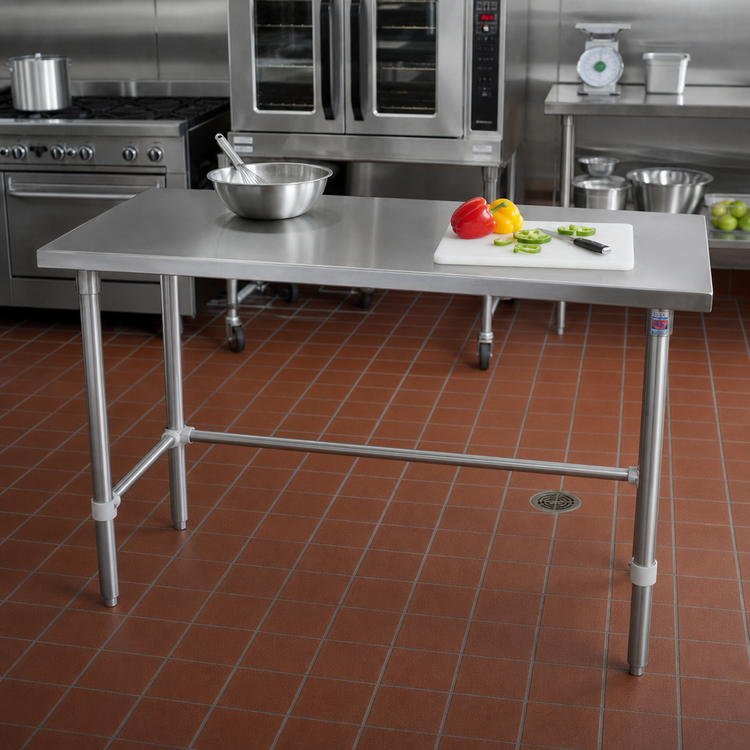 Product image #2 for John Boos Stallion 84-in. W x 24-in. D 16-Gauge 300 Series Stainless Steel Flat Top Work Table with Stallion Safety Edge