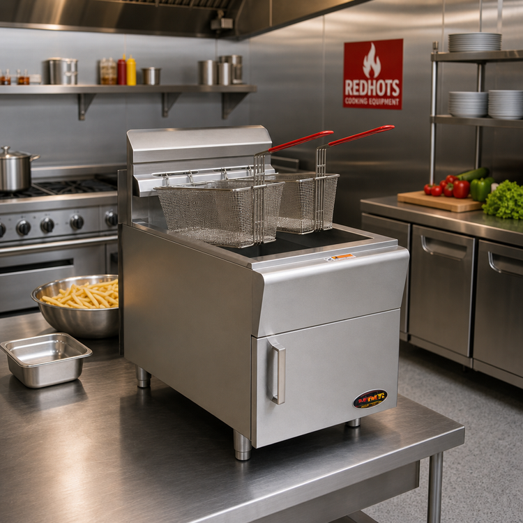 Product image #2 for RedHots Countertop Liquid Propane Gas Fryer, Single Pot, 30 lb. Fat Capacity
