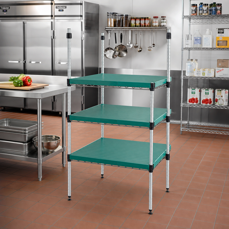 Product image #2 for Eagle Group QuadPlus 24-Inch x 24-Inch Solid Green Polymer Shelf Mat with Wire Quad-Adjust Frame