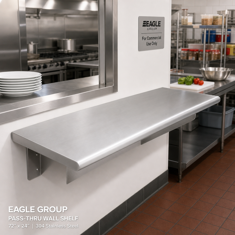 Product image #2 for Eagle Group Pass-Thru Wall Shelf, 72 x 24 Inches, 304 Stainless Steel