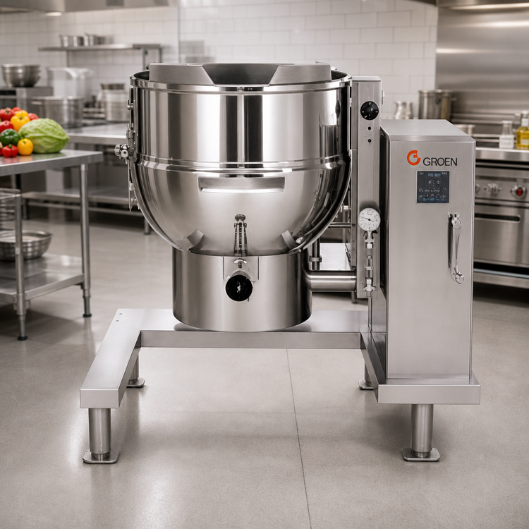 Product image #2 for Groen Electric 60-Gallon Floor Model Tilting Steam Kettle with 2/3 Jacket and Electronic Controls
