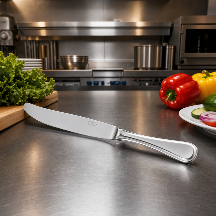 Product image #2 for Avalon 9-1/8 Inch Hollow-Handle Extra-Heavy Weight Table Knife, 18/8 Stainless Steel, Mirror Finish