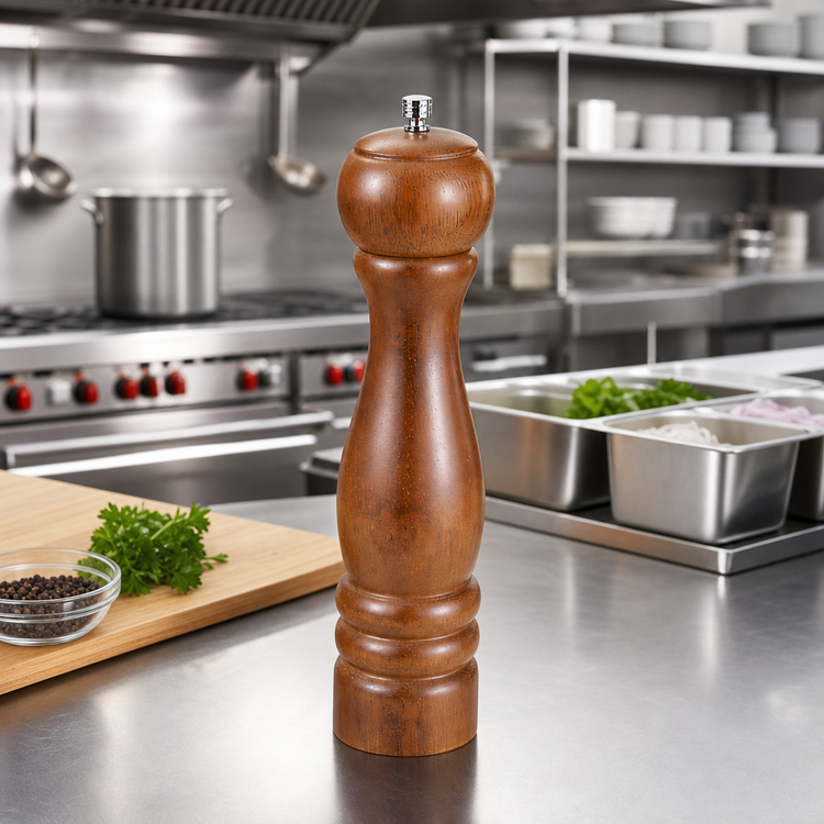 Product image #2 for Winco 10 Inch Rubberwood Pepper Mill with Zinc Alloy Grinder