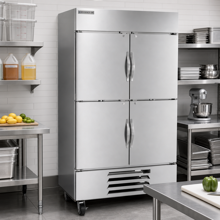Product image #2 for Beverage-Air Horizon Series Two-Section Reach-In Freezer with Lockable Solid Half Doors, 44 Cu. Ft., Bottom Mount
