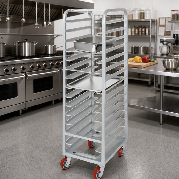 Product image #2 for Channel Lifetime Tough End-Load Universal Extra Heavy-Duty Aluminum Steam Table Pan Rack, 15-Pan Capacity, 21 x 26 x 70 Inches