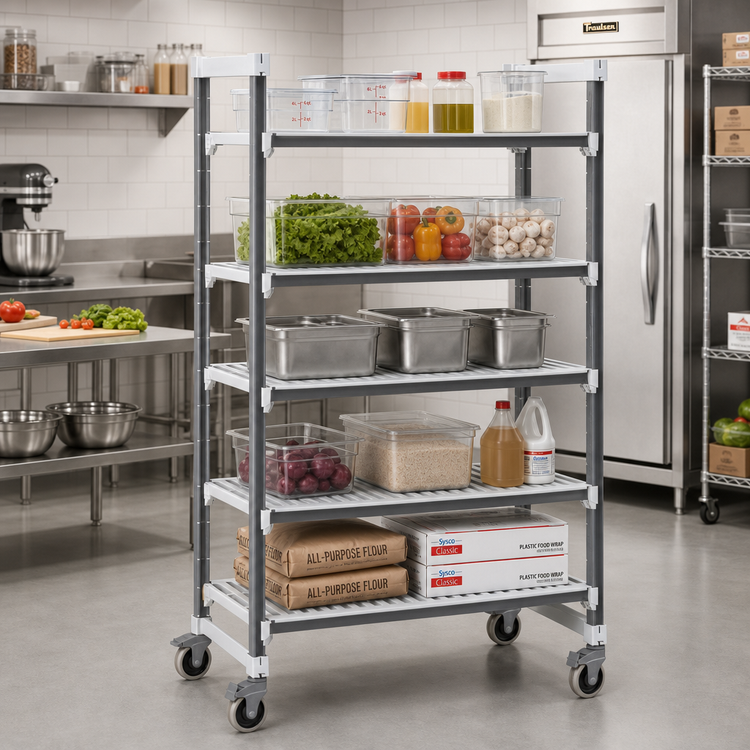Product image #2 for Cambro Camshelving Elements XTRA 18" x 60" 5-Tier Vented Mobile Starter Unit