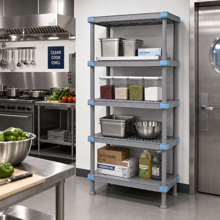 Product image #2 for Quantum Millenia 24-Inch W x 18-Inch D x 74-Inch H Gray Polymer Stationary Starter Shelving Unit