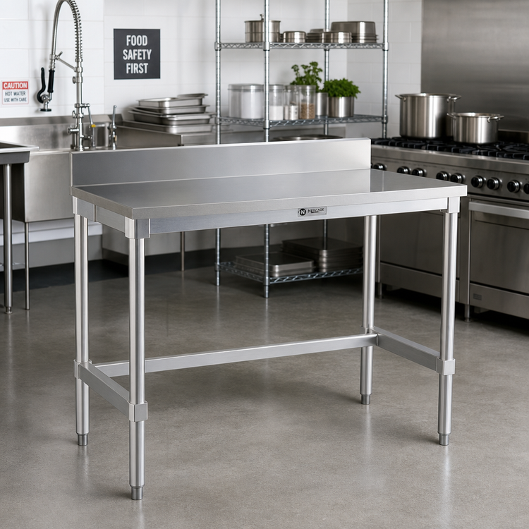 Product image #2 for New Age 60-Inch x 30-Inch Stainless Steel Top Work Table with 6-Inch Backsplash and Open Aluminum Base