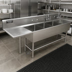 Thumbnail image #2 for John Boos Pro-Bowl 44PB1620-1D24L 4-Compartment 14-Gauge Stainless Steel Sink with 24-Inch Left Drainboard