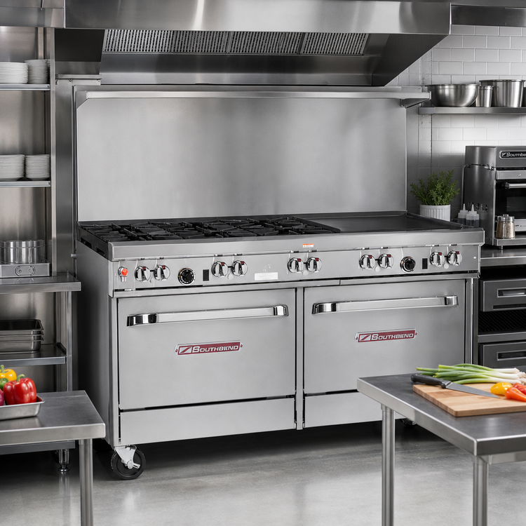 Product image #2 for Southbend Ultimate 60-Inch Gas Restaurant Range with 2 Standard Ovens, 5 Burners and 24-Inch Griddle