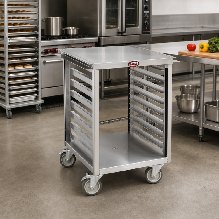 Product image #2 for 25-1/2 Inch Wide Mobile Stainless Steel Equipment Stand with Wing Table and 15 Sheet Pan Slides