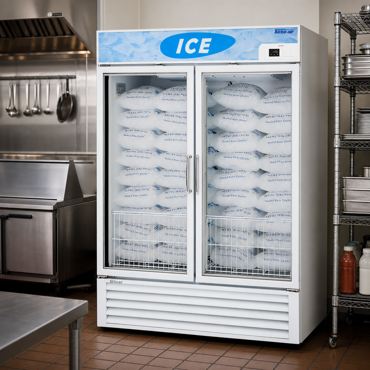 Product image #2 for Turbo Air Two-Section Ice Merchandiser Freezer with Triple-Pane Heated Glass Doors, 39.88 Cu. Ft.