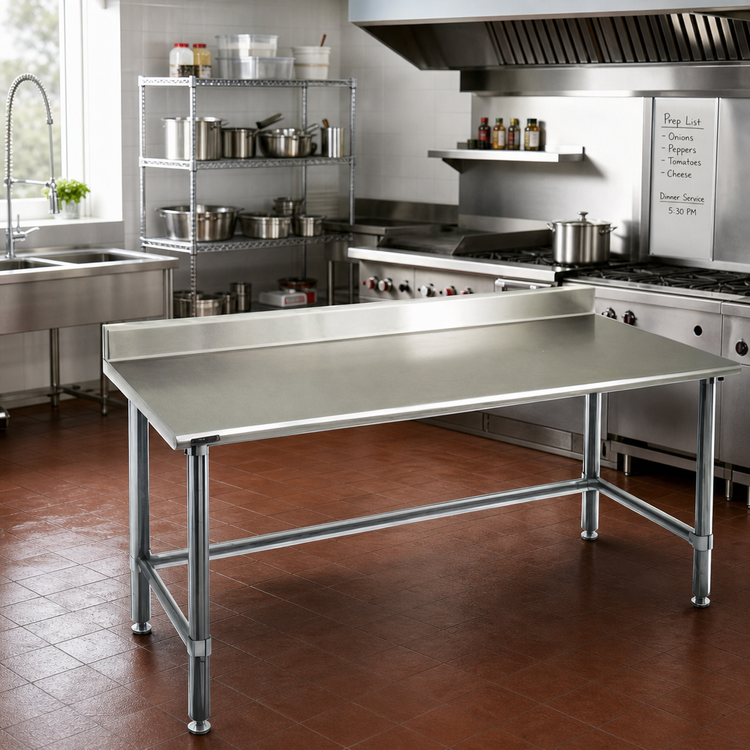 Product image #2 for Deluxe Series 72-Inch x 30-Inch Stainless Steel Work Table with Backsplash and Galvanized Base