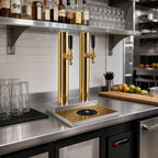 Thumbnail image #2 for Micro Matic USA Skyline BS-SKY-2PVDKR 2-Faucet Countertop Glycol-Cooled Draft Beer Station with Glass Rinser, PVD Brass Finish