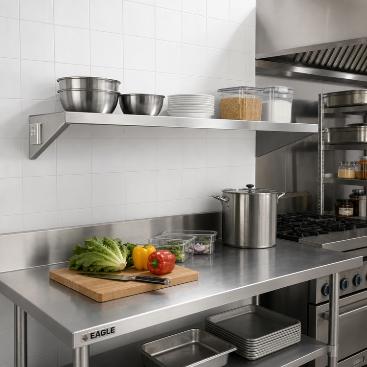 Product image #2 for Eagle Group 24-Inch Left Single-Knob Stainless Steel Shelf Bracket for Cantilevered Shelving