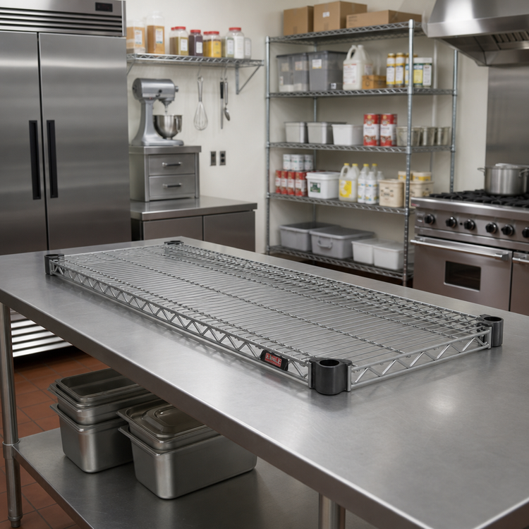 Product image #2 for Eagle Group Valu-Master Quad-Adjust 72" x 21" Wire Shelf, 600 lb Capacity, Pewter Gray Epoxy