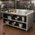 Thumbnail image #2 for Advance Tabco 96-Inch x 30-Inch Stainless Steel Work Table with Open Front Cabinet Base, Mid-Shelf, and 5-Inch Backsplash