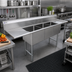 Thumbnail image #2 for Steel Works Stainless 18-Gauge 304 Stainless Steel Three Compartment Sink with Left & Right Drainboards