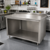 Thumbnail image #2 for Advance Tabco 120 x 36-Inch Underbar Open Front Cabinet Base Work Table with 14 Gauge 304 Stainless Steel Top and 1-1/2-Inch Rear Up-Turn