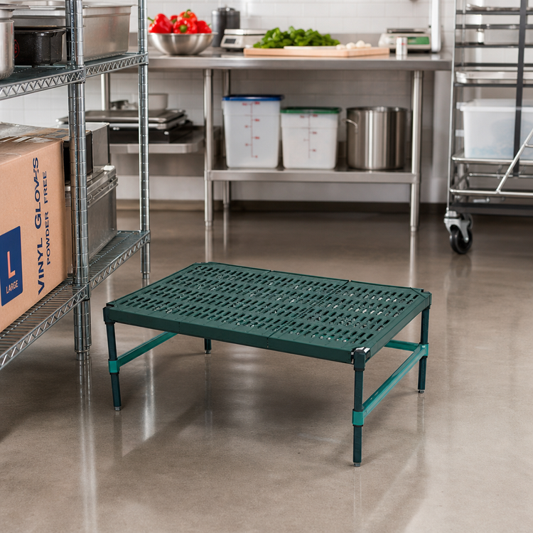 Product image #2 for QuadPlus Mobile Dunnage Rack with Louvered Polypropylene Mat, 36 x 24 x 14 Inch, 800 lb Capacity