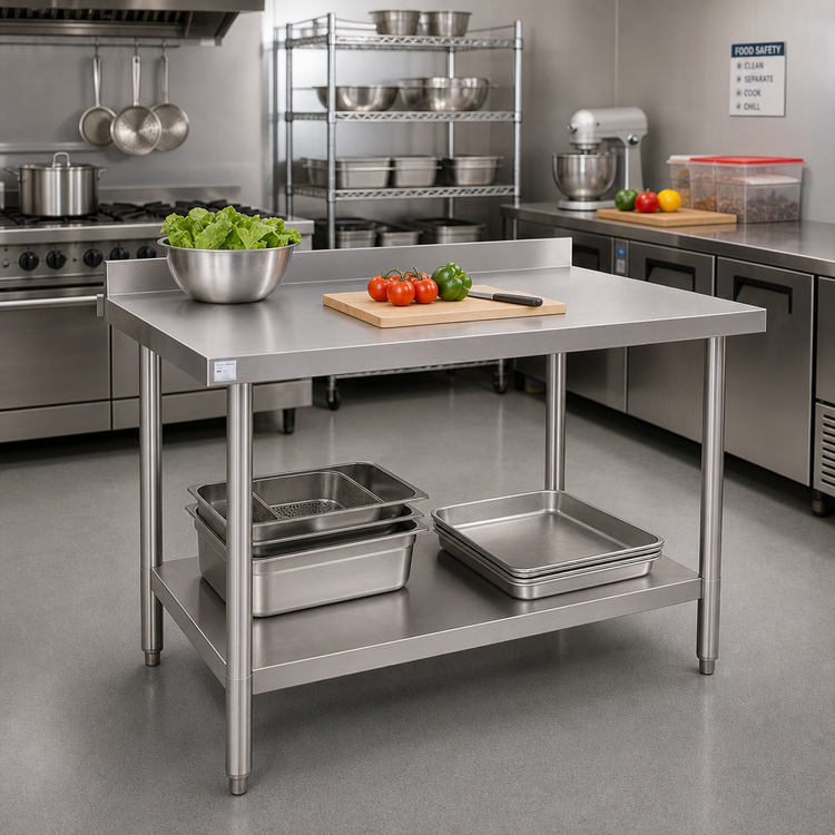 Product image #2 for Heavy Duty Stainless Steel Work Table with Backsplash, 48 Inch x 24 Inch