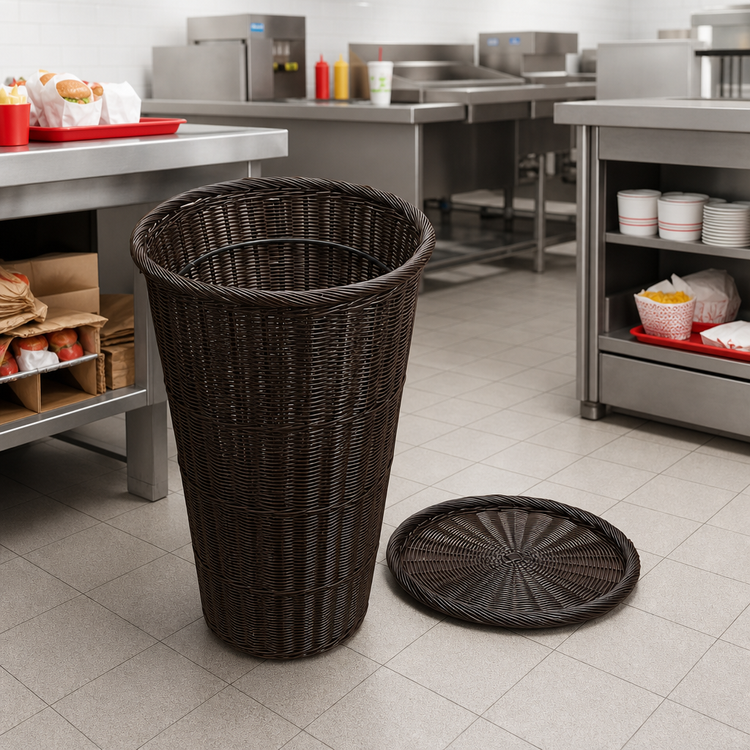 Product image #2 for Brown Weave Pattern Tapered Fast Food Basket with Round Tray, 19-Inch Diameter x 36-Inch High