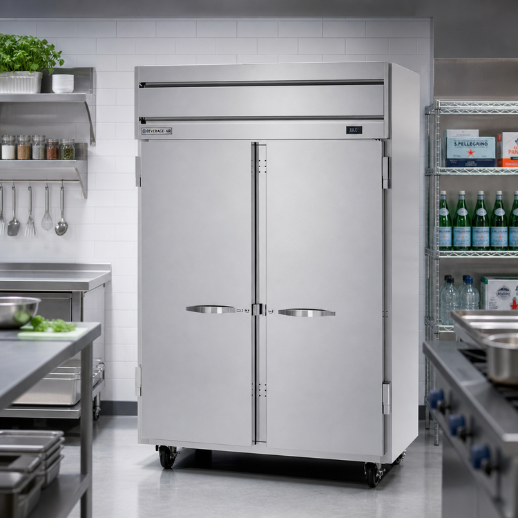 Product image #2 for Beverage-Air Horizon Series Two-Section Reach-In Refrigerator, 45.2 Cu. Ft., Top-Mounted Self-Contained, Solid Hinged Doors
