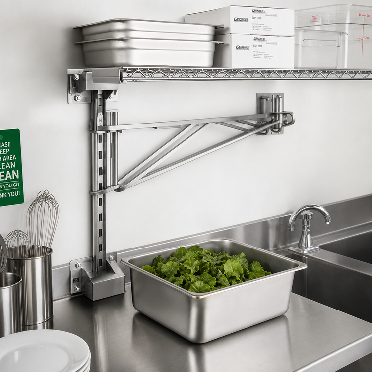 Product image #2 for Eagle Adjustable Post Wire Wall Mount Prepackaged Mid Unit for 21-Inch Deep Shelves, Stainless Steel