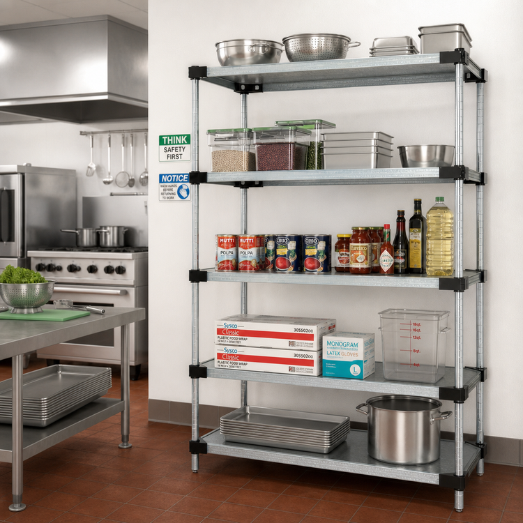 Product image #2 for Quantum 5-Shelf Solid Shelving Starter Kit, 60"W x 14"D x 86"H