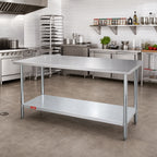 Thumbnail image #2 for Duke Manufacturing 316-3684 84-Inch Stainless Steel Work Table with Galvanized Undershelf, Flat Top, 36-Inch High