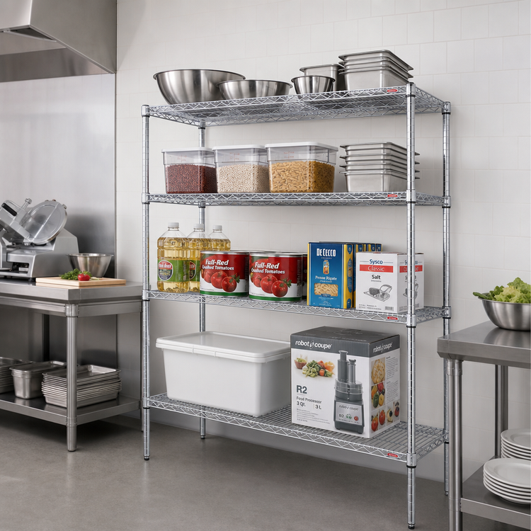 Product image #2 for Eagle Group 60-Inch W x 24-Inch D x 74-Inch H 4-Tier Starter Wire Shelving Unit, Chrome-Plated