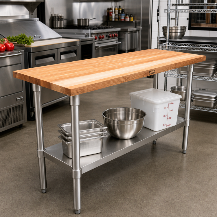 Product image #2 for John Boos 48-Inch x 18-Inch Wood Top Work Table with Adjustable Undershelf