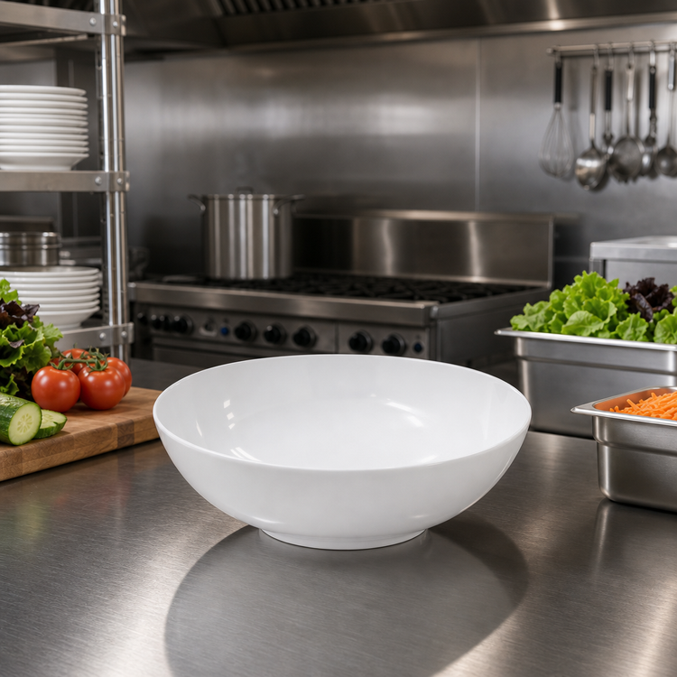 Product image #3 for Epicure® 36 oz 8-Inch White Melamine Round Coupe Chef Salad/Serving Bowl