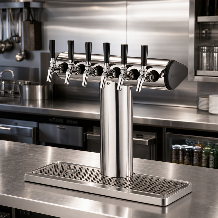 Product image #2 for Perlick 8-Faucet Winged Tee Beer Draft Tower, Countertop, Glycol-Cooled, Stainless Steel