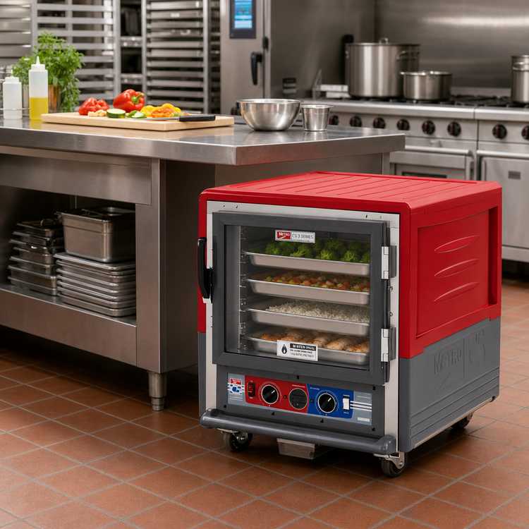 Product image #2 for Metro C5 3 Series Undercounter Heated Holding & Proofing Cabinet with Red Insulation Armour, Clear Polycarbonate Door, and Lip-Load Slides