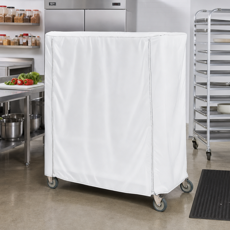 Product image #2 for Metro Waterproof Vinyl-Nylon Cart Cover for 72 x 24 x 54 Inch Queen Mary & Banquet Cart, White