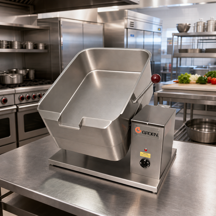 Product image #2 for Groen TD/FPC Electric Countertop Braising Pan with 10-Gallon Rectangular Stainless Steel Pan and Manual Tilt