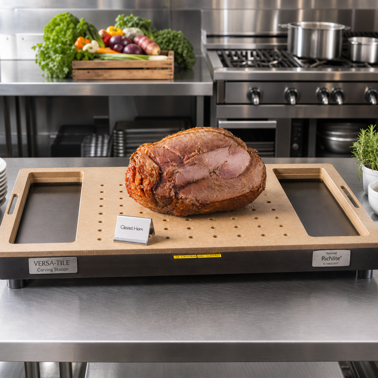 Product image #2 for TableCraft Versa-Tile Natural Richlite Double-Well Solid Carving Station Template