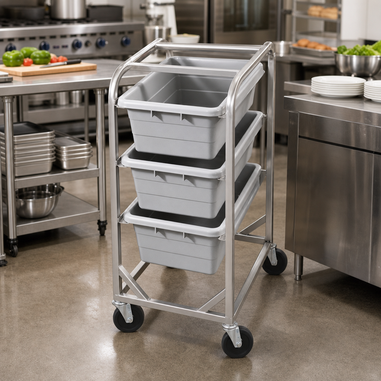 Product image #2 for Channel Manufacturing All-Welded Stainless Steel End-Load Lug Rack with Casters, 3-Lug Capacity, 19 x 26 x 40.5 Inches