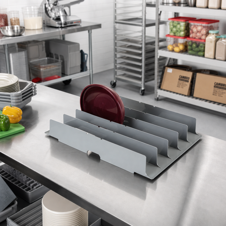 Product image #3 for Cambro Camshelving Dome Drying & Storage Cradle for 24-Inch Deep Shelves, 10-Slot, Soft Gray, Pack of 5