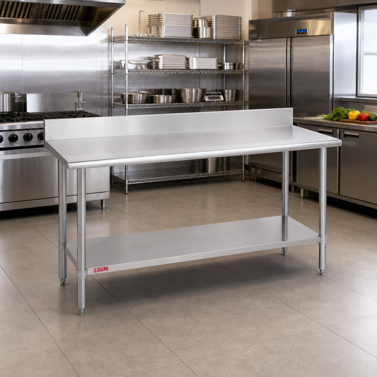 Product image #2 for Duke Manufacturing Deluxe Stainless Steel Work Table with 5-Inch Riser and Undershelf, 84 x 30 Inches