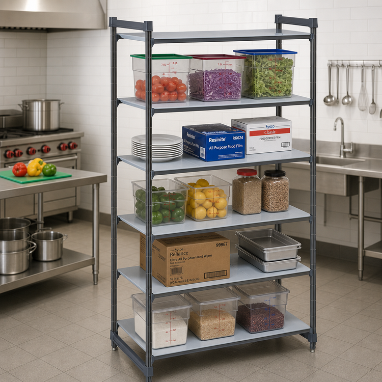 Product image #2 for Cambro Camshelving Basics Plus 24" x 48" x 84" 5-Shelf Solid Stationary Starter Unit