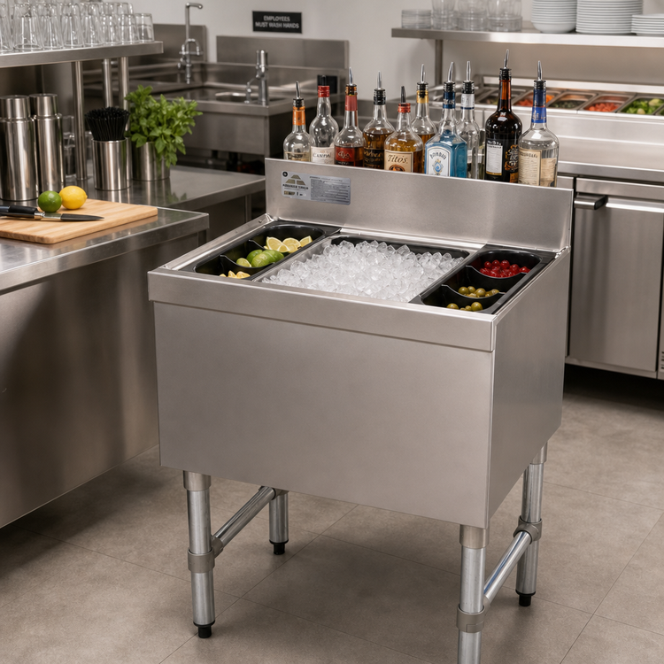 Product image #2 for Advance Tabco Special Value Series 36-Inch Cocktail Unit with 12-Inch Deep Ice Bin and 7-Circuit Cold Plate