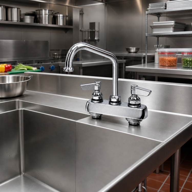 Product image #2 for T&S Deck-Mount Manual Faucet with 8-Inch Swing Spout, 4-Inch Centers, Low Lead