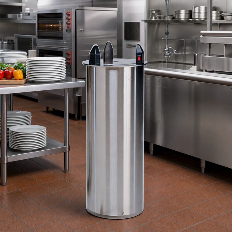 Product image #2 for Unheated Drop-In Shielded Stainless Steel Plate Dispenser, 9-1/8 Inch Max Plate, Approx. 50 Plate / 36 Bowl Capacity