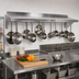 Thumbnail image #2 for John Boos Stallion Wall-Mounted Stainless Steel Pot Rack Shelf with 12 Hooks, 144 x 18 x 13 Inches