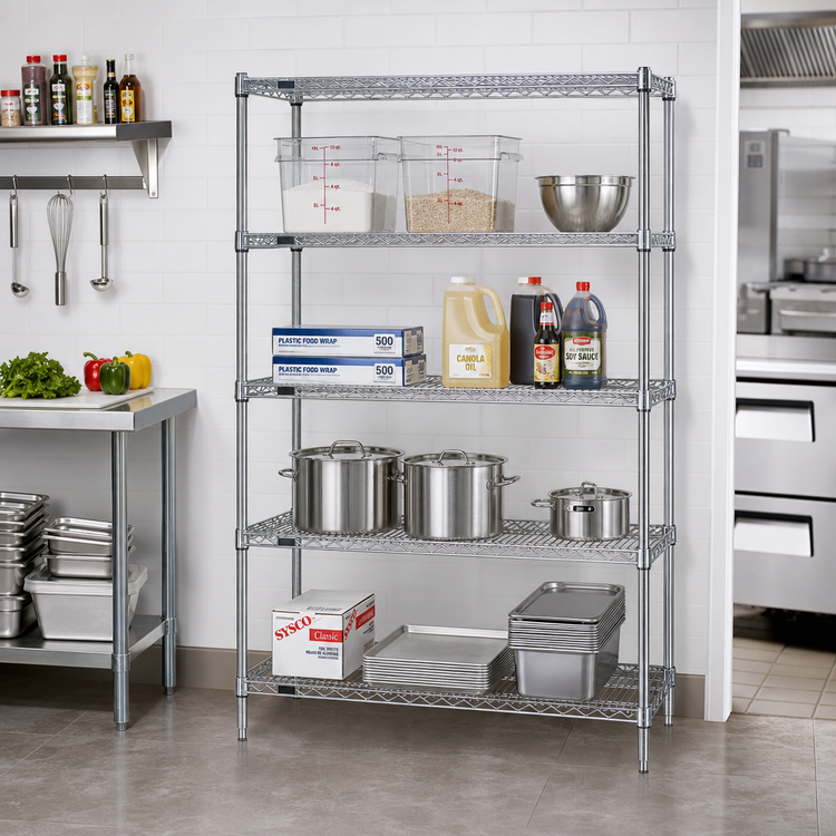 Product image #2 for EAGLEbrite Red-i-Pak 4-Tier Stationary Wire Shelving Unit, 48 in. W x 18 in. D x 63 in. H, Zinc Finish