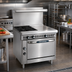 Thumbnail image #2 for Imperial Spec Series 36-Inch Heavy-Duty Gas Range with 3 Open Burners, 3 Hot Tops, and Convection Oven