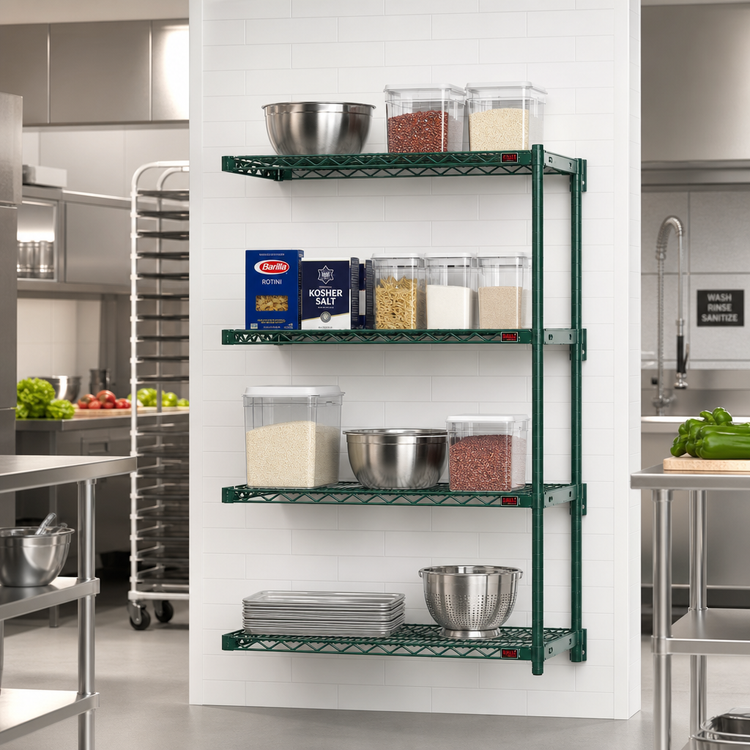 Product image #2 for Eagle Group Valu-Gard 4-Tier Add-On Wire Shelving Unit, 30 x 21 x 74 Inches, Green Epoxy Finish